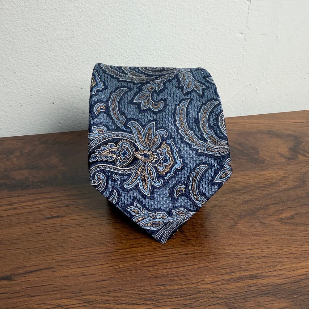 JZ Richards Boulder Men's All‎ Silk Tie Blue Paisley~ Hand Made in USA!